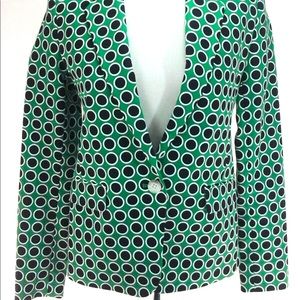 NWT Michael Kors Green and Navy Polka Dot Blazer